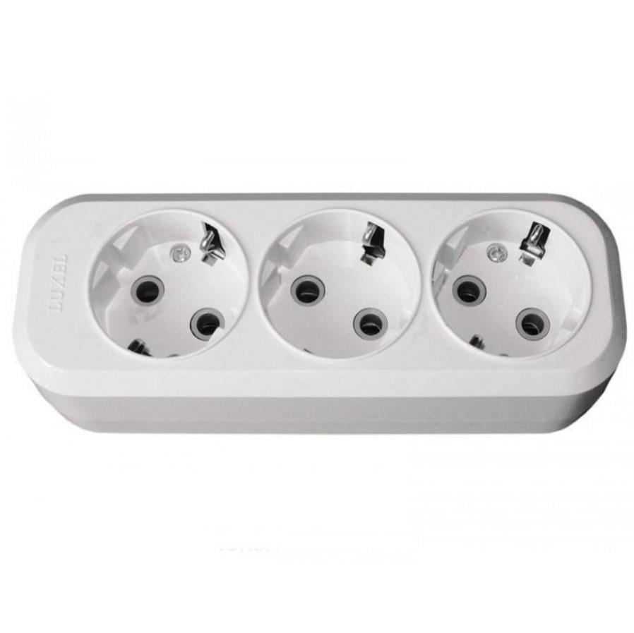 Колодка для удлинителя Luxel 3 поста из заземлением Белый (7331)