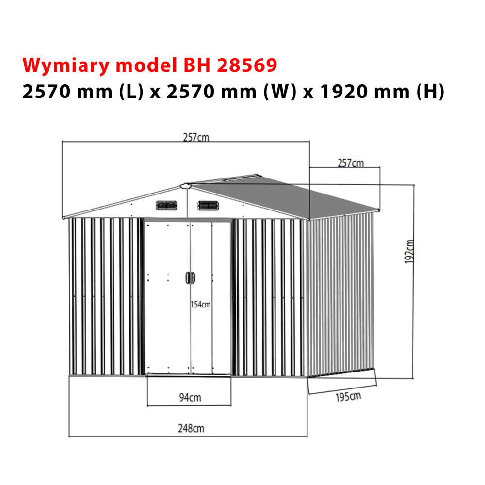 Сарай металлический Bass Polska BH 28569 2,6х2,6х1,9 м (11131278) - фото 2