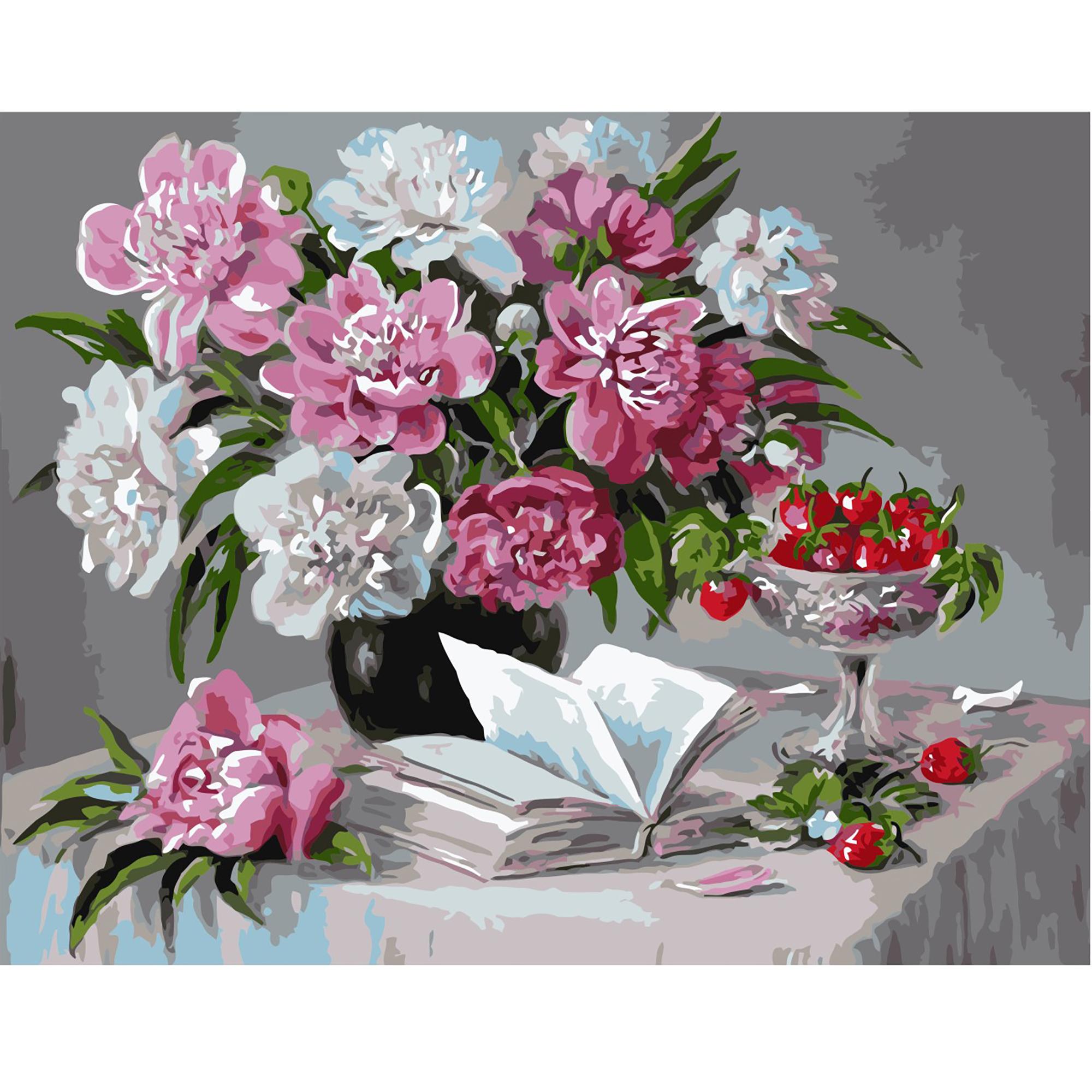 Картина по номерам Strateg Пионы и клубника 40x50 см (VA-0313)