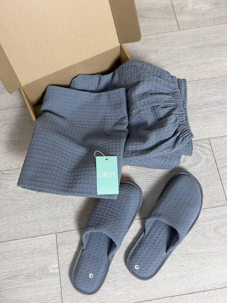 Подарочный набор для бани мужской COSY вафельный килт/полотенце/тапки XL Маренго (703Cb211S801) - фото 8