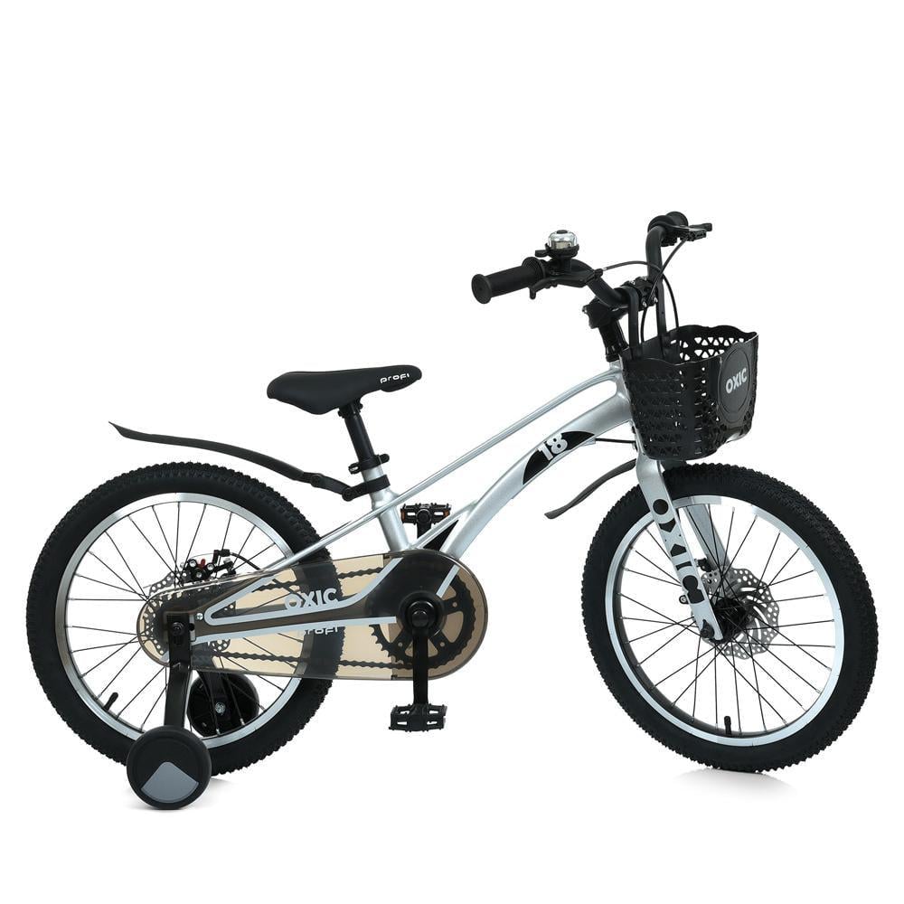 Дитячий велосипед PROF1 Oxic 18" магнієвий з кошиком Сірий - фото 1 Дитячий велосипед PROF1 Oxic 18" магнієвий з кошиком Сірий - фото 1