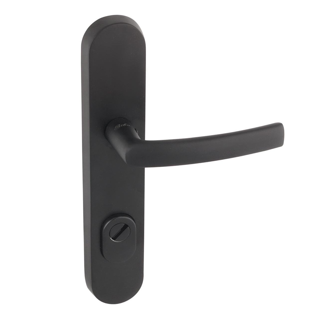 Дверная ручка под цилиндр Siba HSS GUARDIAN с интегрированной защитой на планке 85 мм Черный матовый (HSS-001-85-66-66)