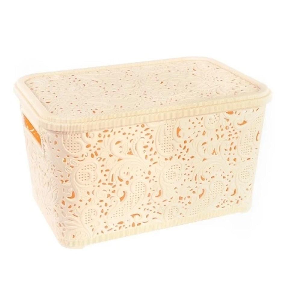 Корзина-плетенка Home с крышкой ажур 3,5 л 15,5х21х17 см (PB-673)