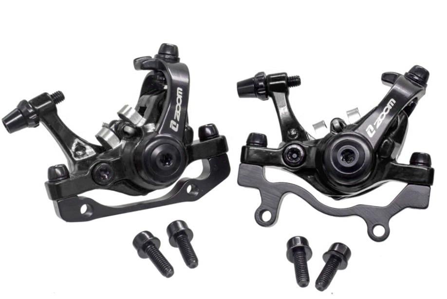 Тормоз дисковый Zoom DB680 двухпоршневый с двумя активными колодками комплект 180/160 мм Черный