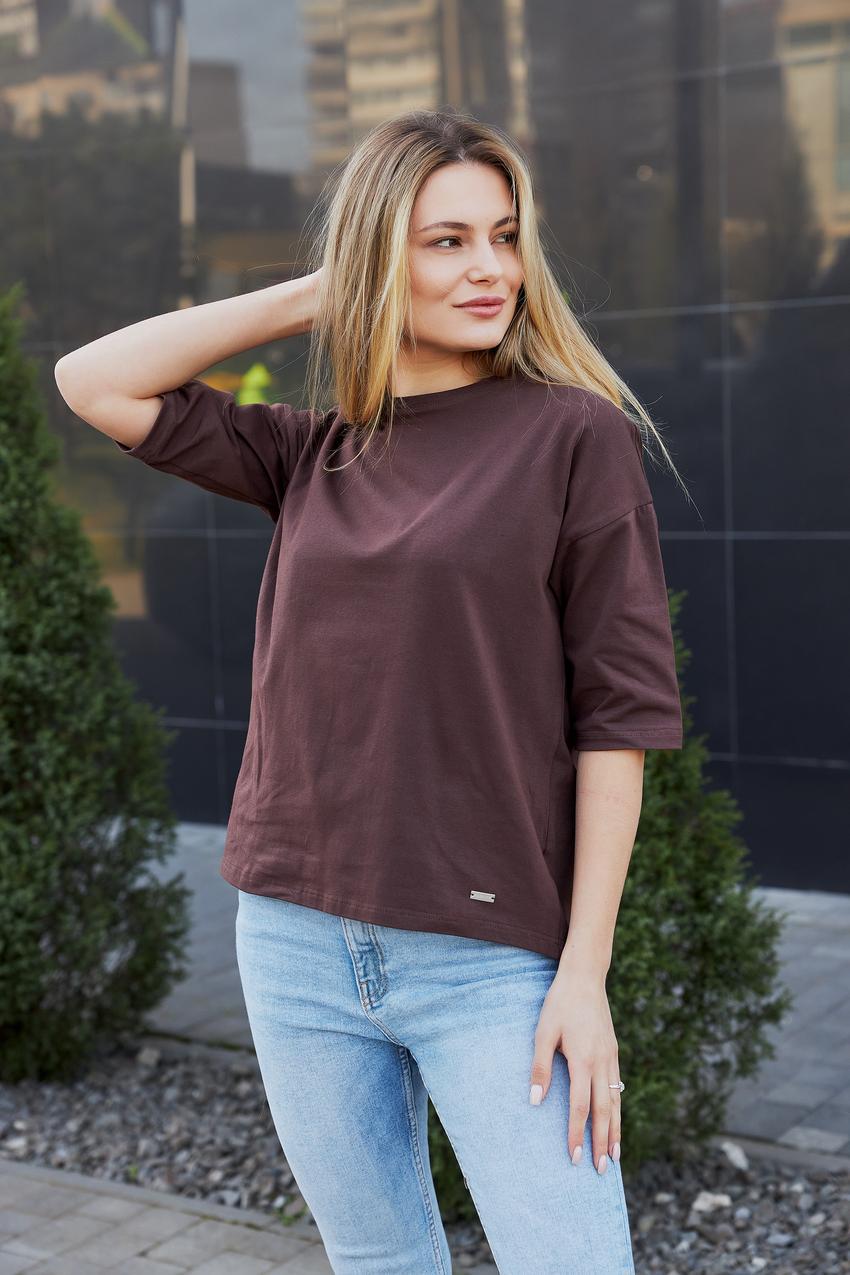 Кофта-лонгслив женская М181 с рукавом 3/4 L Коричневый (883-1-62)