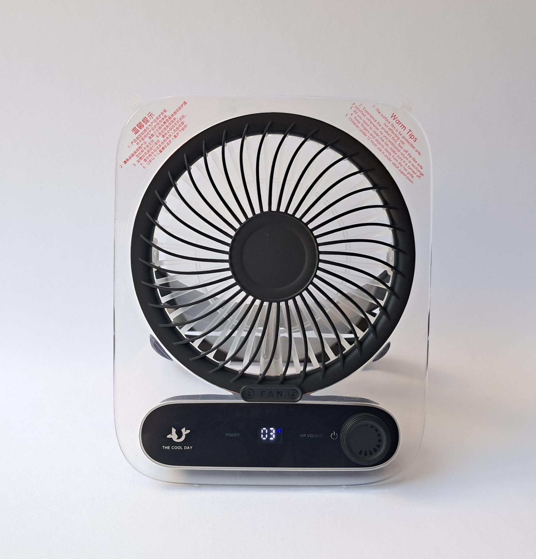 Вентилятор переносний з перемиканням швидкостей акумуляторний 3000 мАг Чорний (М-1777) - фото 5
