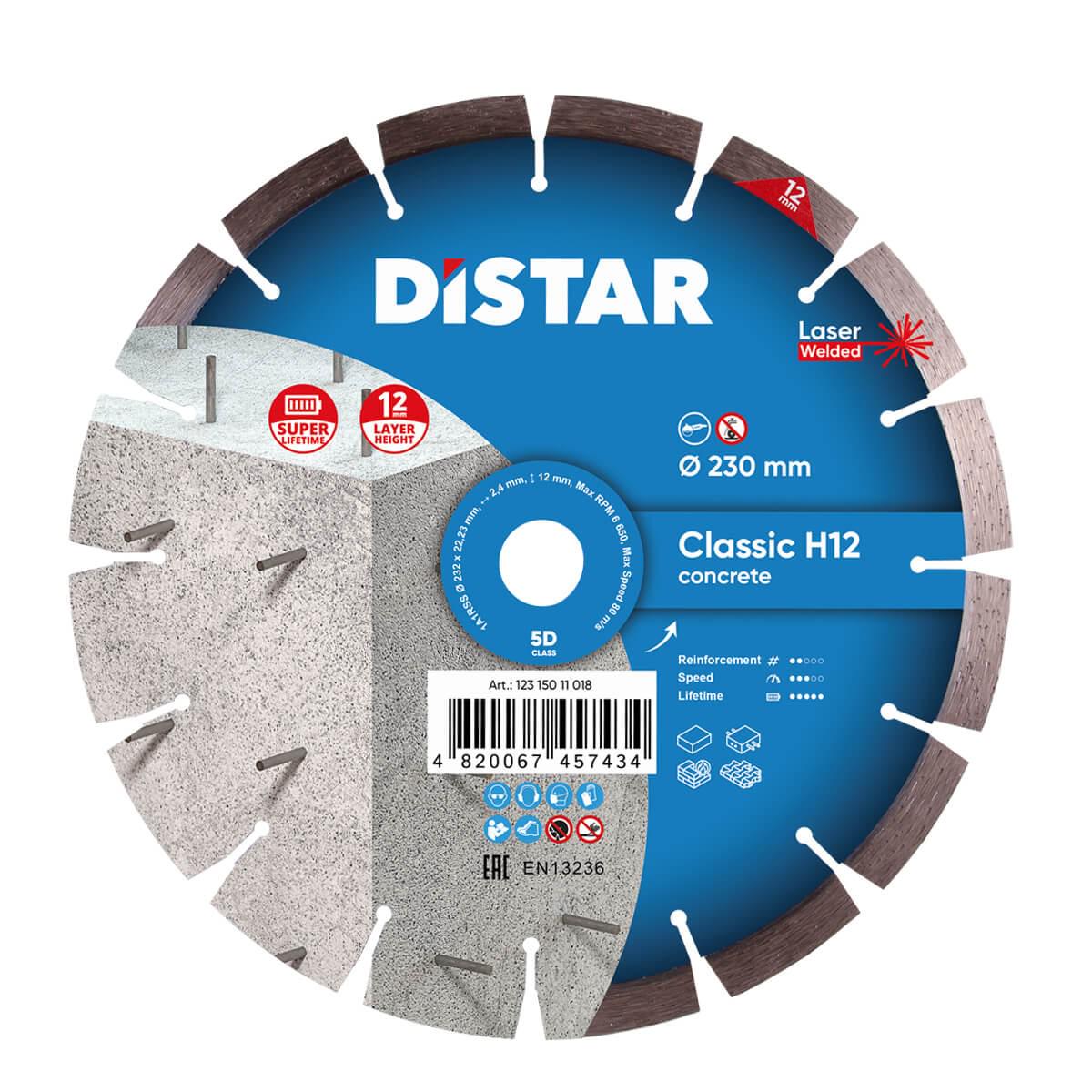Круг алмазный Distar Classic-H12 по бетону 230х22,23 см (12315011018)