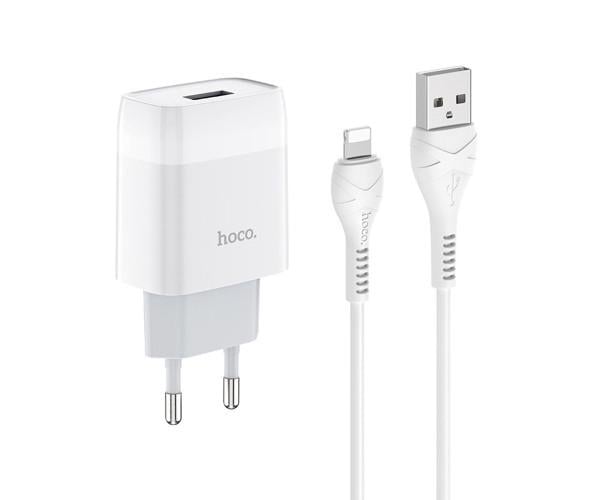 Устройство сетевое зарядное Hoco C72A USB 2,1 A Lightning 1 м White Устройство сетевое зарядное Hoco C72A USB 2,1 A Lightning 1 м White