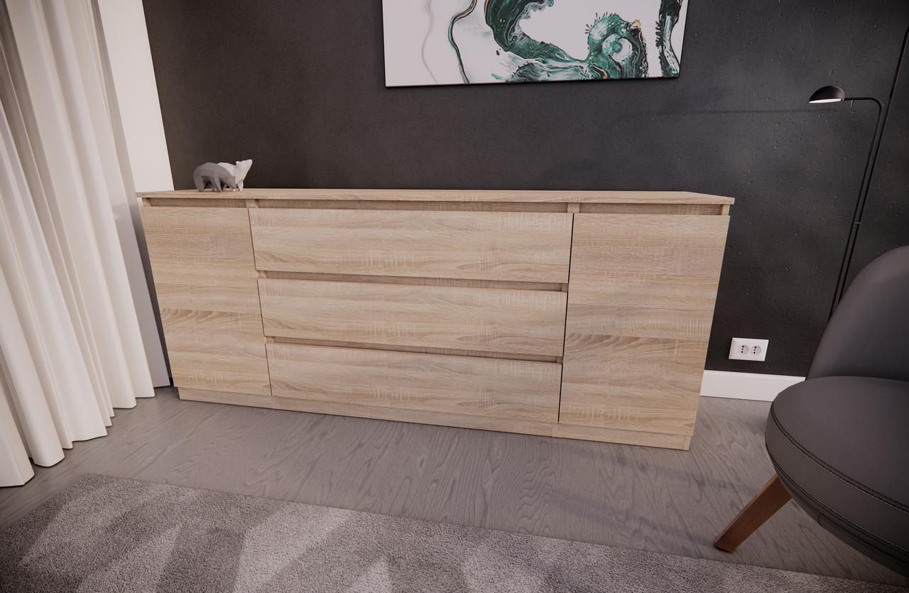 Комод MEBEX на 3 шухляди з боковими відкритими секціями 180х40х77 см Дуб Сонома (VERTO3B1800DS) - фото 1 Комод MEBEX на 3 шухляди з боковими відкритими секціями 180х40х77 см Дуб Сонома (VERTO3B1800DS) - фото 1