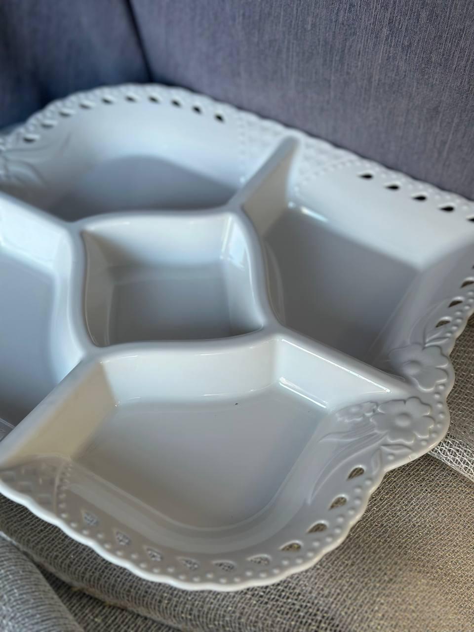 Менажниця TS Kitchen керамічна 32,5 см 5 секцій Білий (24628255) - фото 3 Менажниця TS Kitchen керамічна 32,5 см 5 секцій Білий (24628255) - фото 3