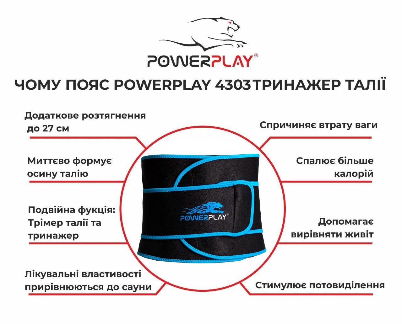 Пояс для похудения PowerPlay 4303 Черно-Синий - фото 2