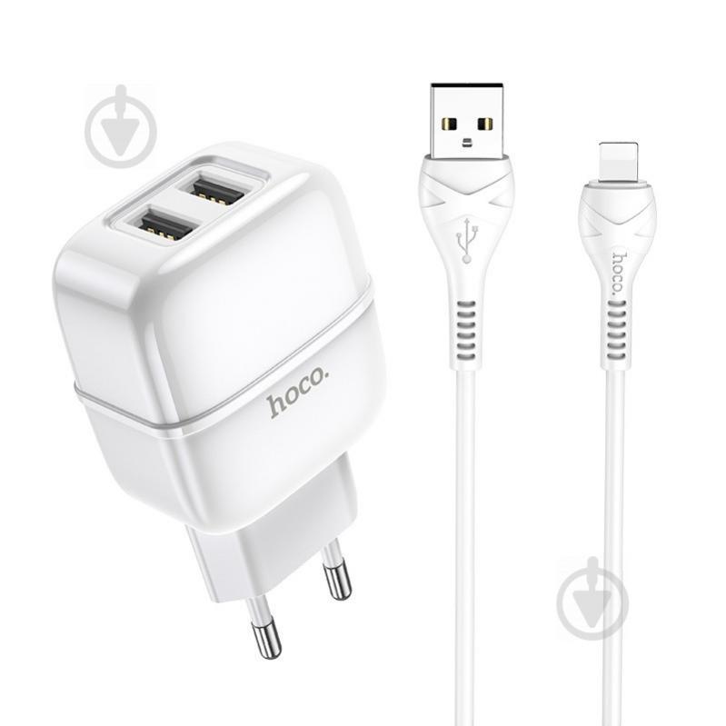 СЗУ Hoco C77A (2USB/2.4A) + Lightning (Белый) 1059136 - фото 4 СЗУ Hoco C77A (2USB/2.4A) + Lightning (Белый) 1059136 - фото 4