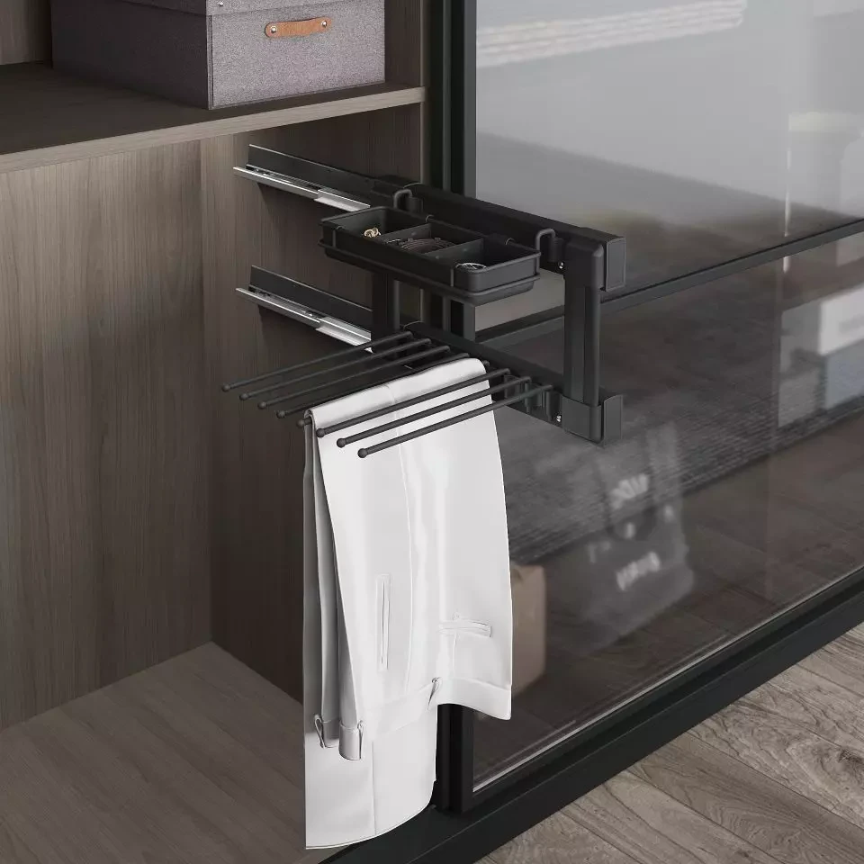 Брючниця Starax S-6735-A висувна ліва з кошиком 450 мм Антрацит (S-6755) - фото 3