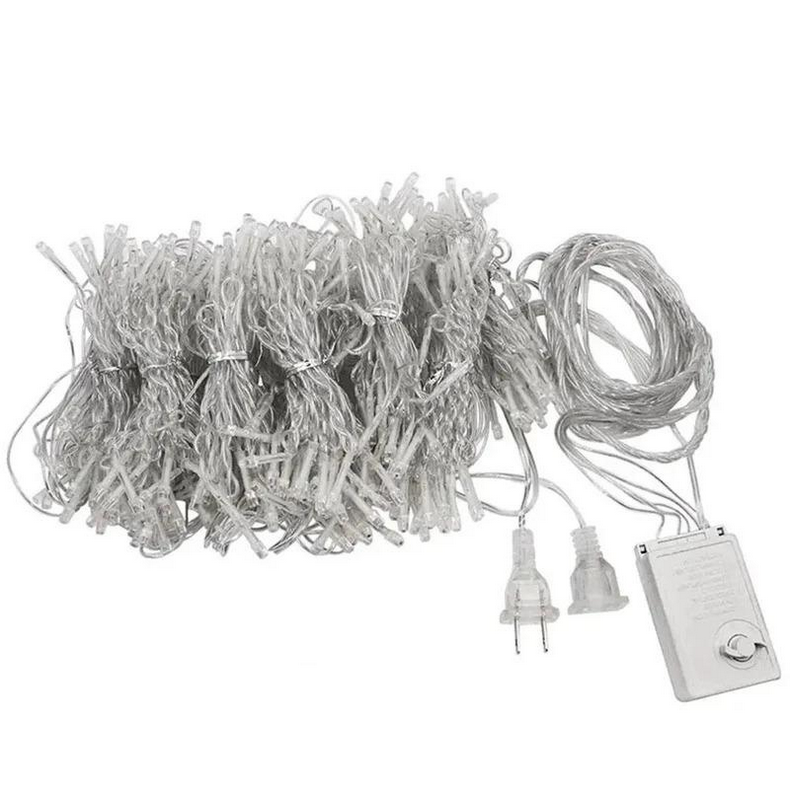 Гирлянда штора Сеточка 240 LED теплый белый (234564364_429)