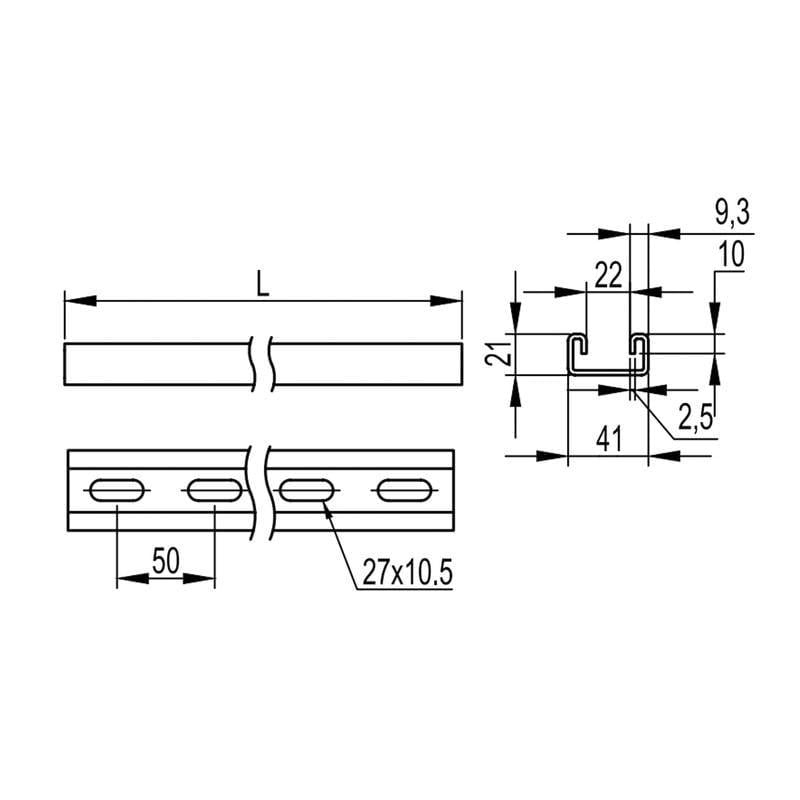 Профиль С-образный ДКС B5 Combitech оцинкованная сталь 200 см х 41х21 мм х 2,5 мм (BPM2120) - фото 2 Профиль С-образный ДКС B5 Combitech оцинкованная сталь 200 см х 41х21 мм х 2,5 мм (BPM2120) - фото 2
