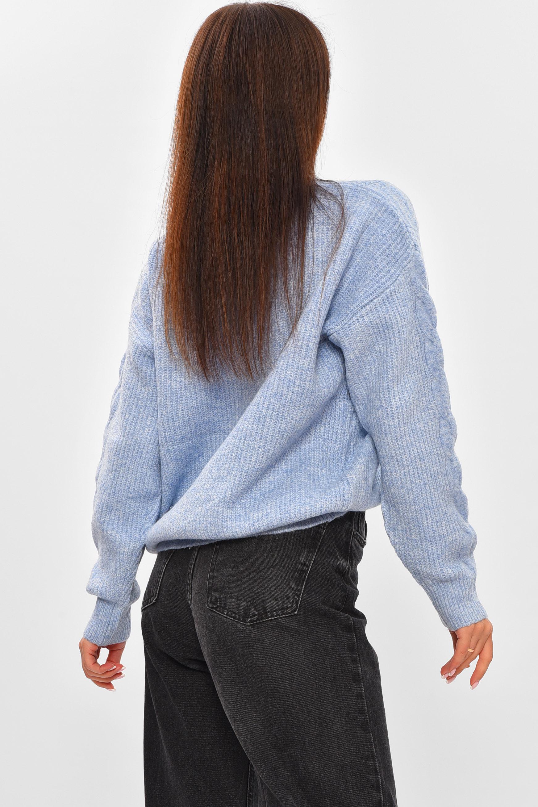 Светр жіночий 206615 однотонний M-XL Блакитний (206615_!335429_44-48) - фото 3