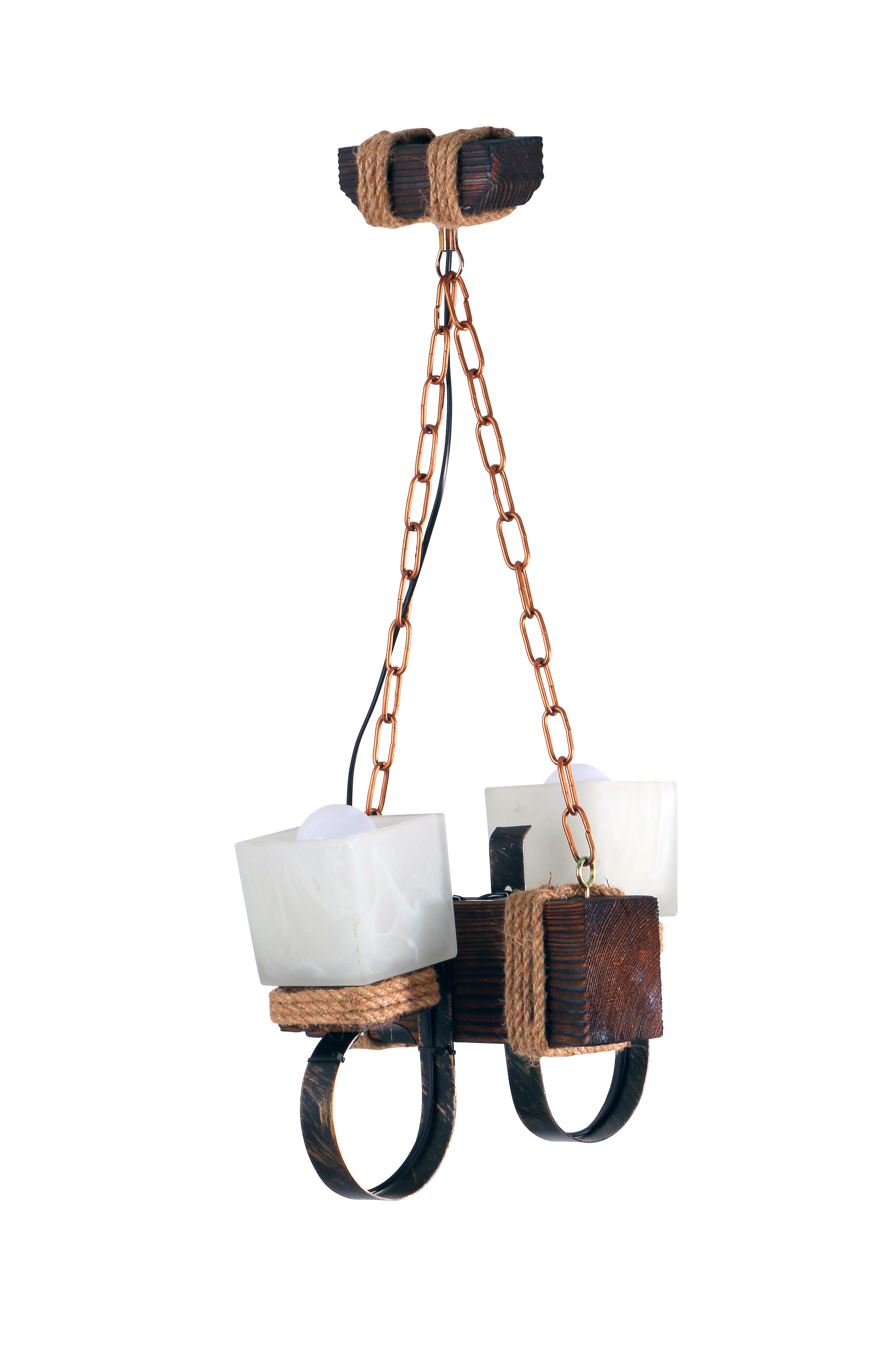 Люстра деревянная Sirius темный обжиг на 2 плафона (S7031/2)