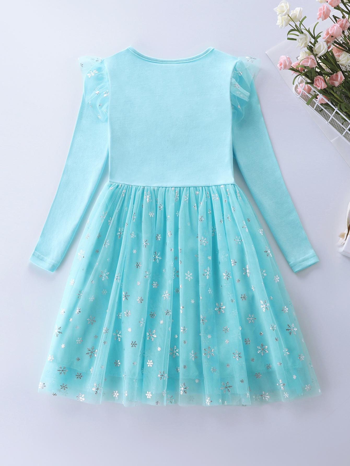 Платье детское со снежинкой 100 см Голубой (23992135) - фото 2