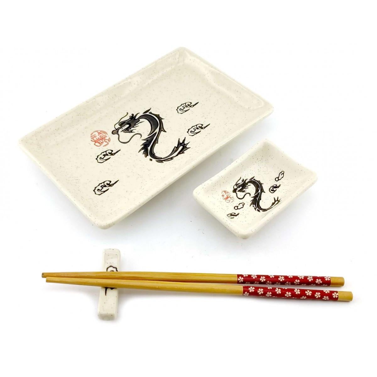 Столові сервізи для суші Дракони на 1 особу 28х14 см Білий (34280G)