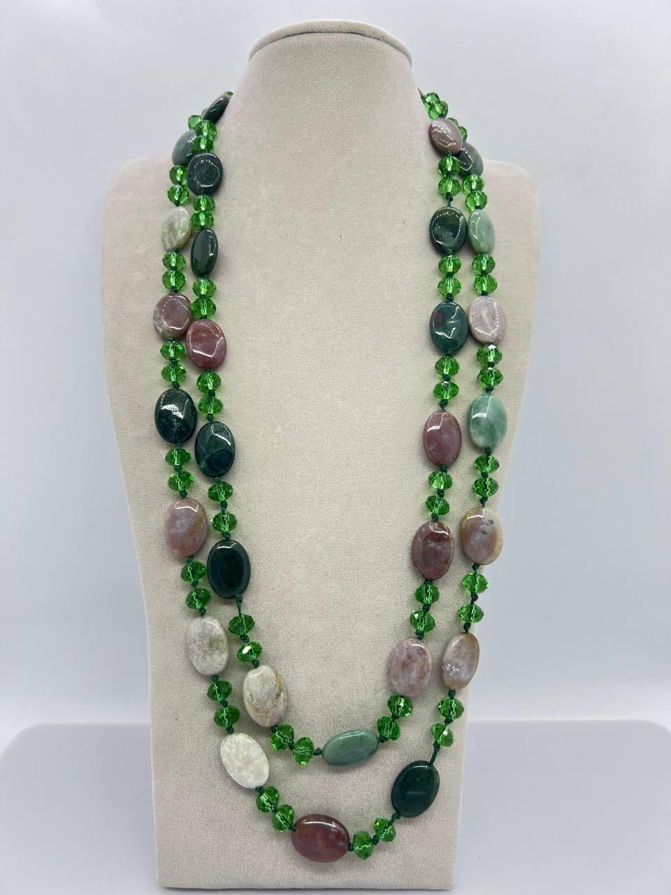 Бусы агат и хрусталь 120 см Разноцветный (11027)