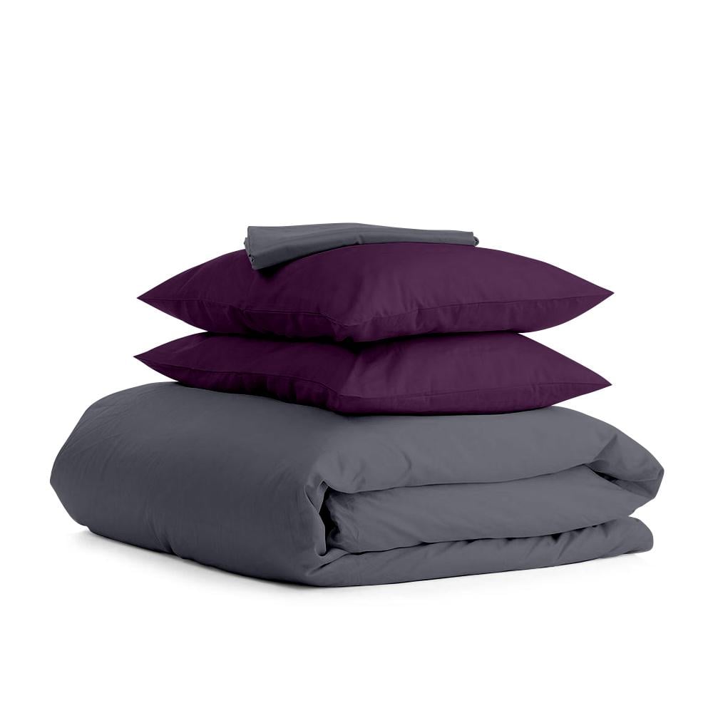 Комплект евро постельного белья Cosas Satin Grey Violet-P 200х220 см (4822054084777)