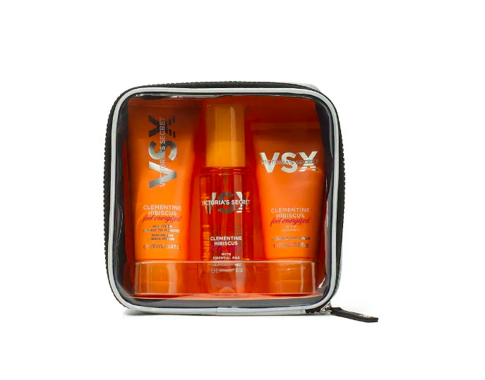 Набір Victoria's Secret 3-Piece Clementine Hibiscus Feel Energized Travel Set мандарин Набір Victoria's Secret 3-Piece Clementine Hibiscus Feel Energized Travel Set мандарин