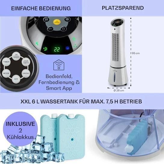 Кондиционер-вентилятор мобильный KLARSTEIN Skyscraper Ice Smart 4 в 1 (10040207) - фото 6 Кондиционер-вентилятор мобильный KLARSTEIN Skyscraper Ice Smart 4 в 1 (10040207) - фото 6