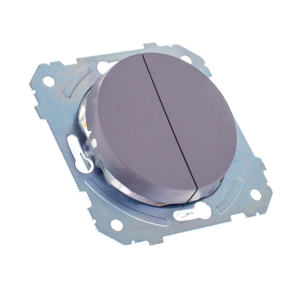 Выключатель двухклавишный Brille WB-2 V2 Grey (42-274)