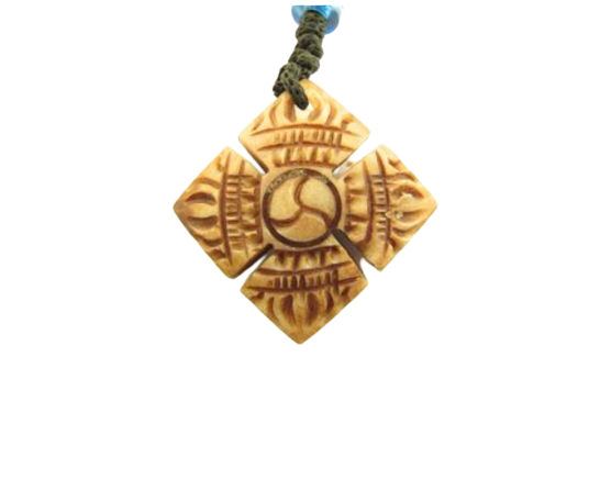 Амулет з тибетської кістки Два Дордже 4,0x4,0x0,5 см (t07138)