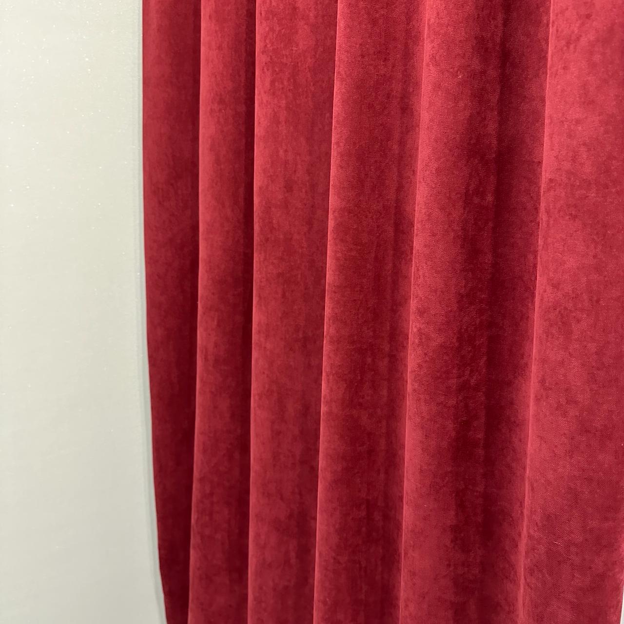 Комплект штор мікровелюр 2 шт. 1,5х2,7 м готові на шторній тасьмі 6 см Бордовий (petek-V510) - фото 7