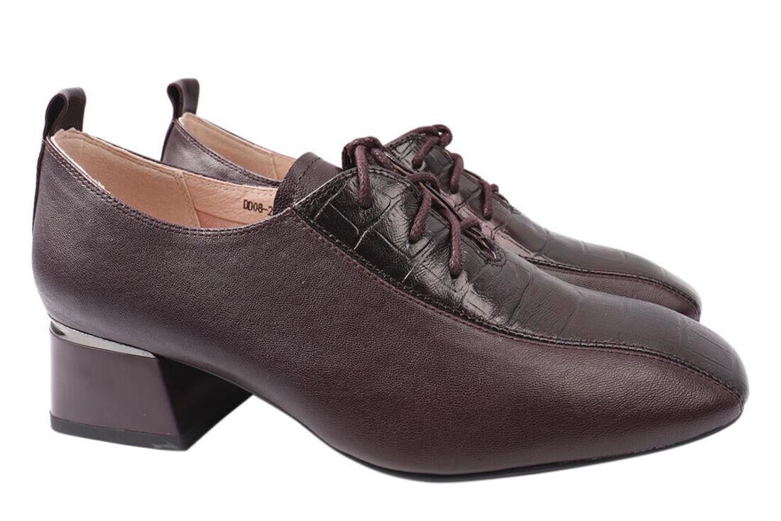 Туфли женские Geronea из кожи на каблуке на шнуровке р. 37 Бордовый (936-21DTC)