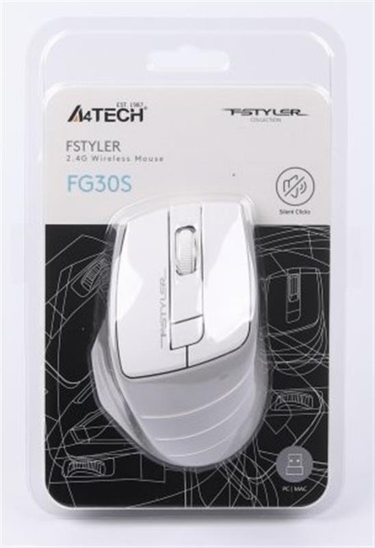 Компьютерная мышка беспроводная A4Tech FG30S Grey/White (26449249) - фото 6 Компьютерная мышка беспроводная A4Tech FG30S Grey/White (26449249) - фото 6