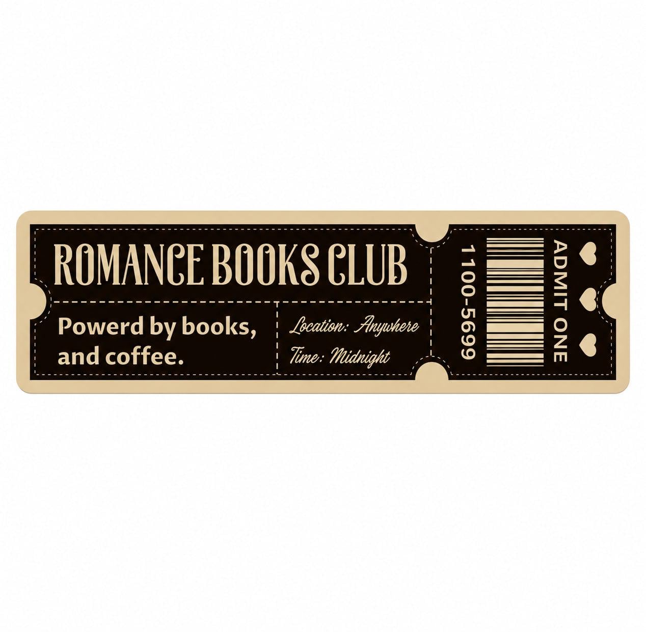 Закладка-квиток для книг картонна Romance books club 2 Чорний (37242503)