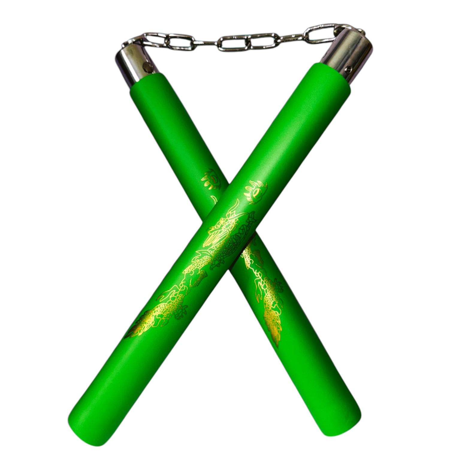 Нунчаки тренувальні з ланцюгом GDragon з неопреновим покриттям Зелений (3_1_0_8) - фото 1