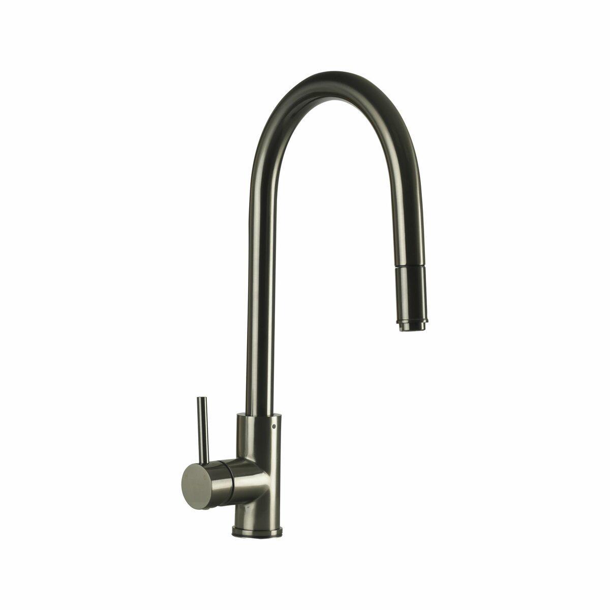 Смеситель кухонный Platinum PVD 6041 BW с выдвижным изливом Черный (PLTM-SP000033663)