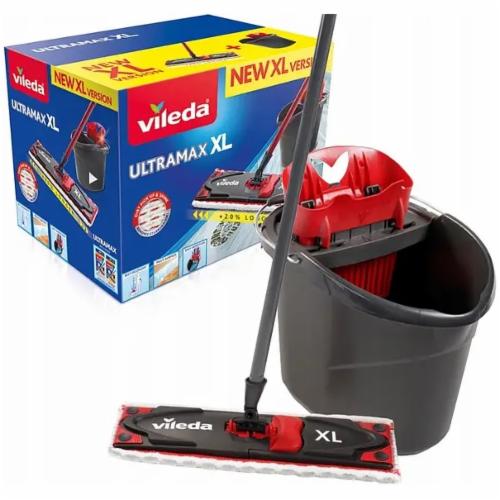 Швабра плоская с ведром и отжимом Vileda UltraMAX XL для твердых полов