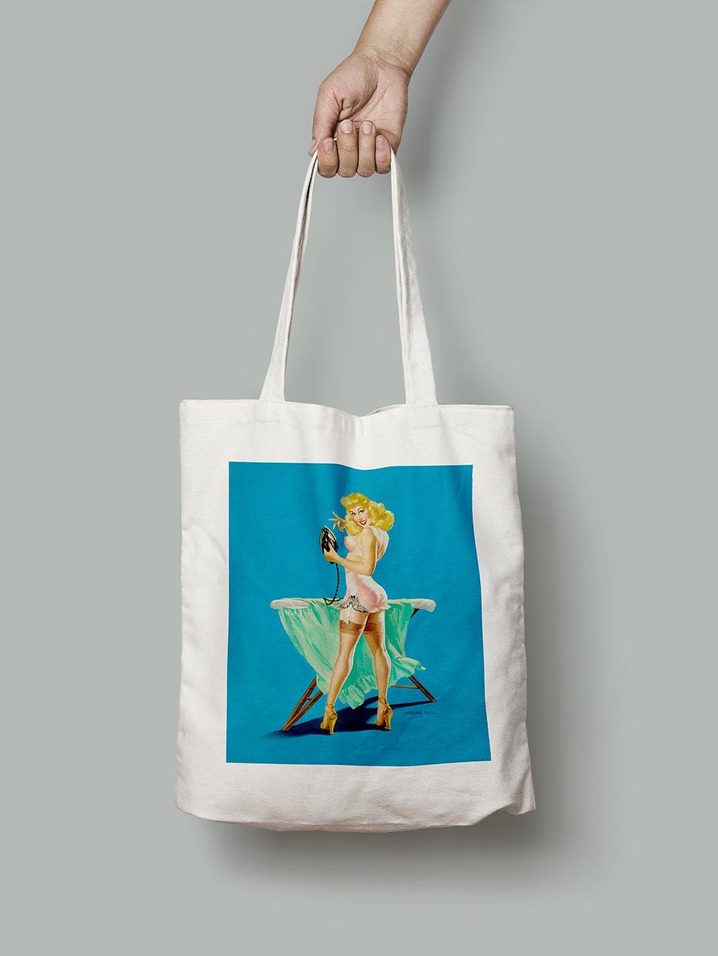Эко-сумка Девушка с горячим утюгом. Воан Олден Басс шопер (pin_up010127_Bag)