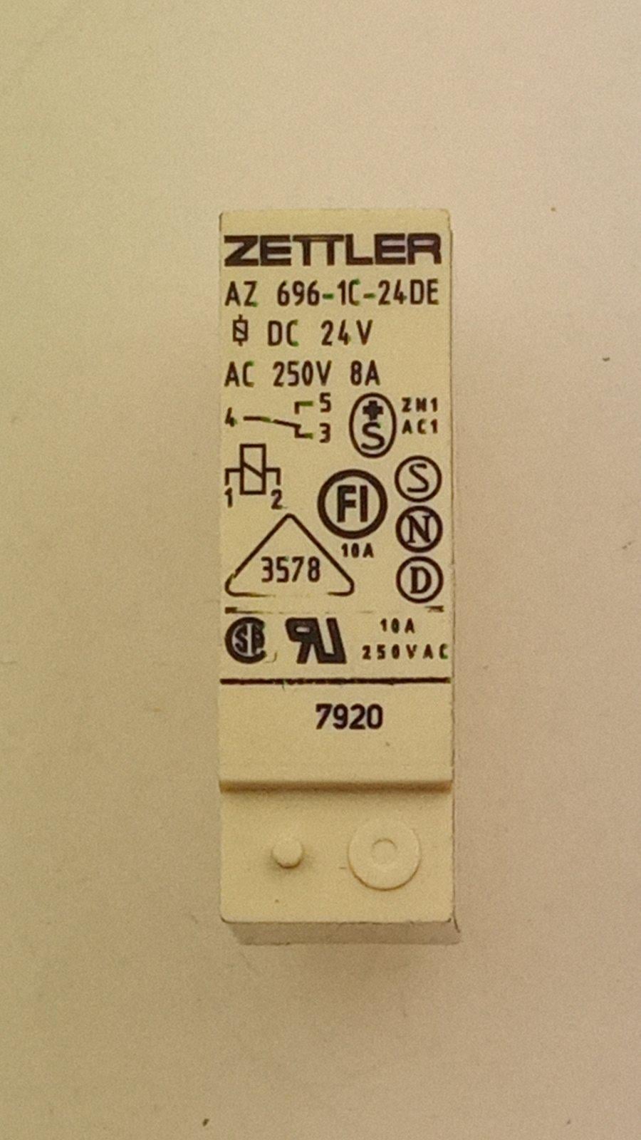 Реле AZ696-1CB-24DE 24VDC/10A 250VAC 28x10x16/2 Zettler
