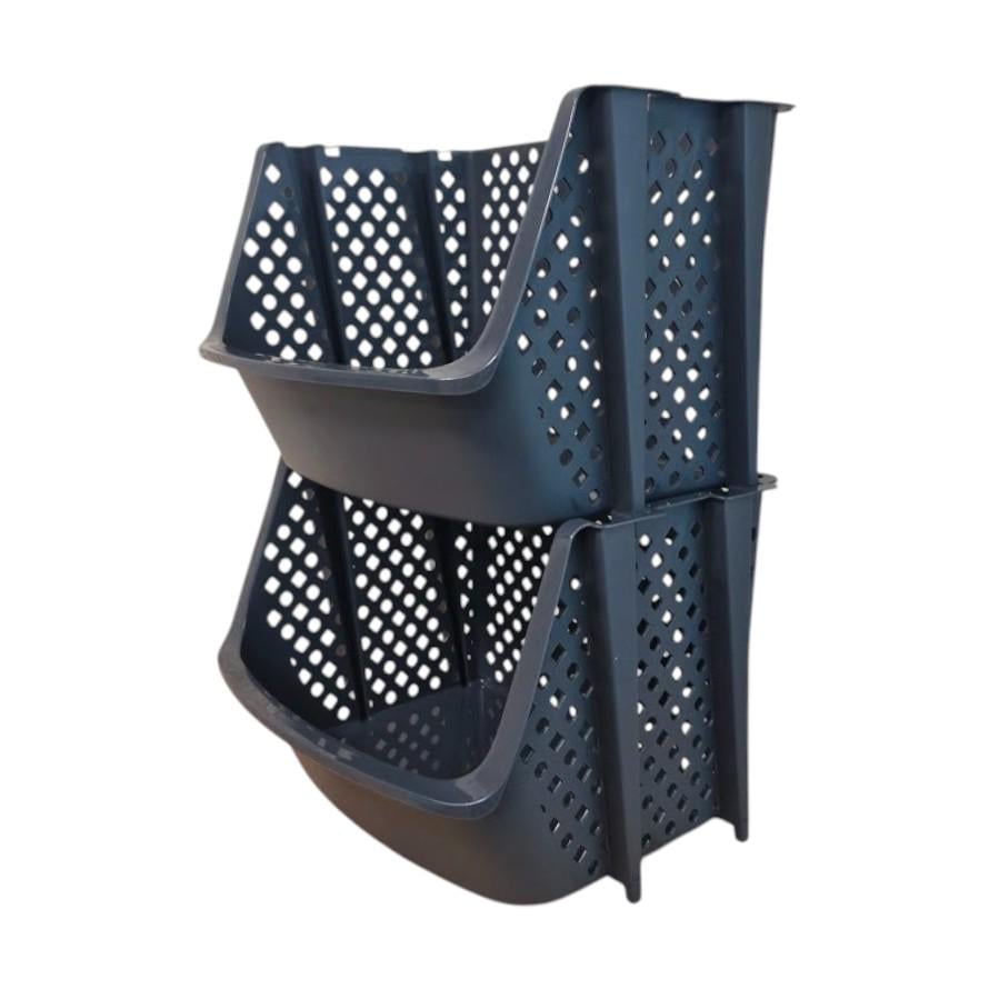 Етажерка пластикова модульна 2 секції 35х30х50 см Графітовий (7415)