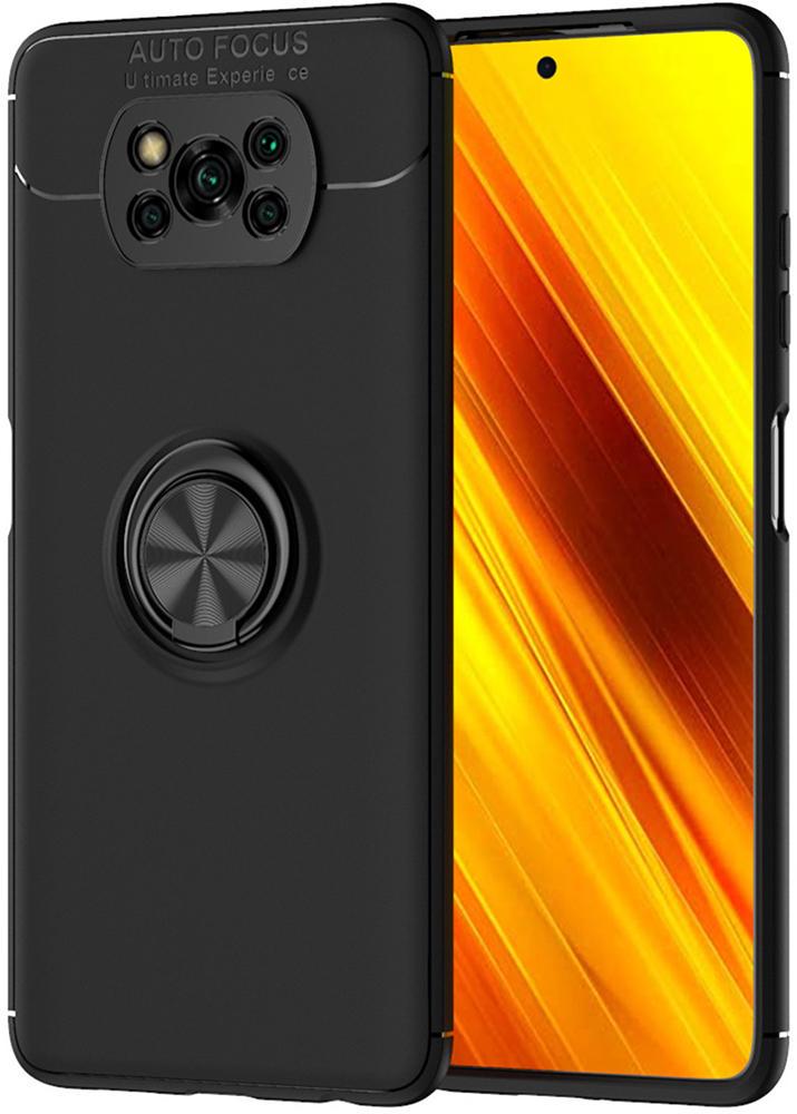 Чехол с кольцом Auto Focus для Xiaomi Poco X3 Black (19578-2B)