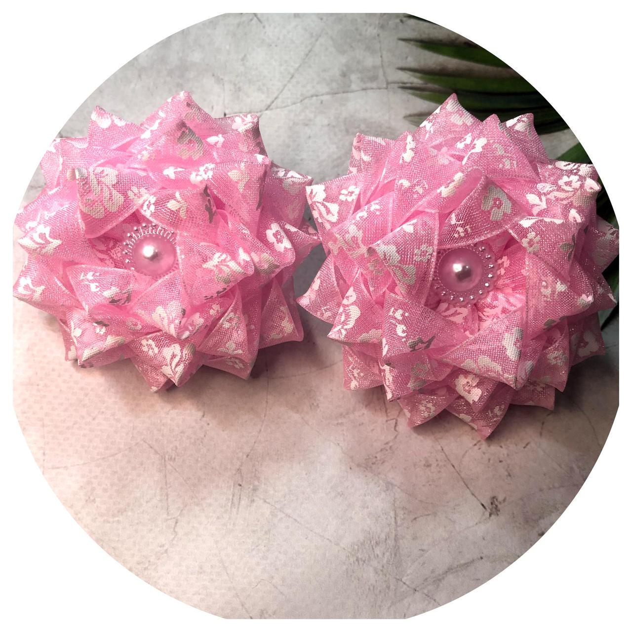 Бантик для волос детский на заколке D8 см Светло-розовый (10273)