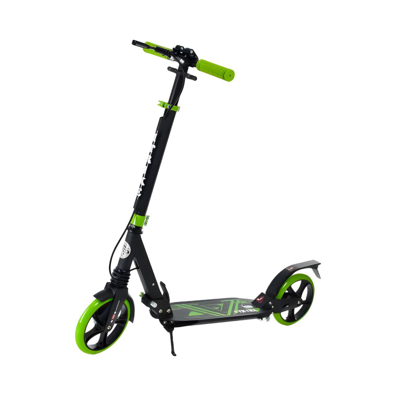 Самокат SR 2-018-10-BGR складной с амортизаторами/замком/ручным тормозом/светоотражателями Зеленый (25626750)