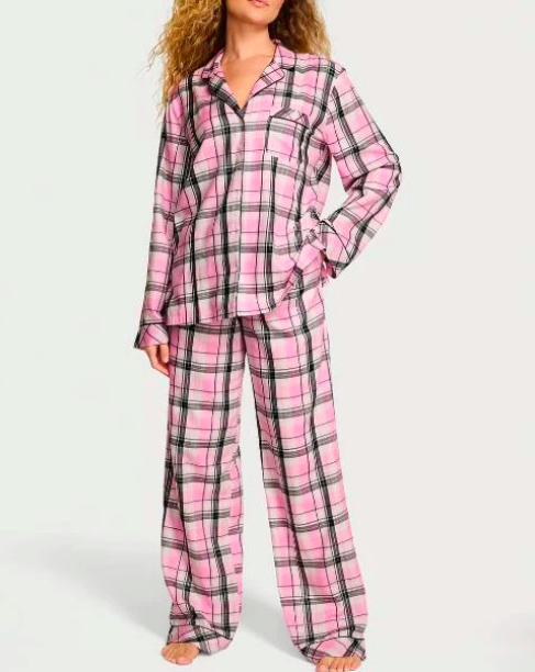 Піжама Victoria's Secret Flannel Long Pajama Set Gold Lurex Yd Plaid S клітинка широка XS Рожевий Піжама Victoria's Secret Flannel Long Pajama Set Gold Lurex Yd Plaid S клітинка широка XS Рожевий