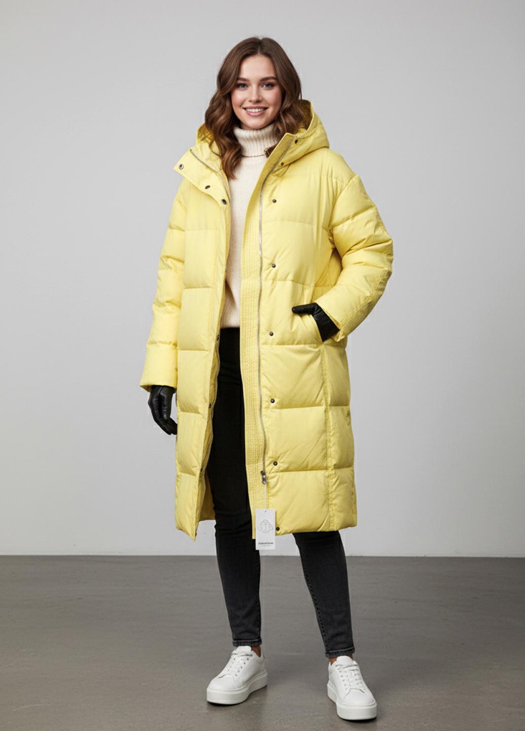 Пуховик женский Number Nine DW-202 с капюшоном р. 44 Желтый (DW-202-44) - фото 3