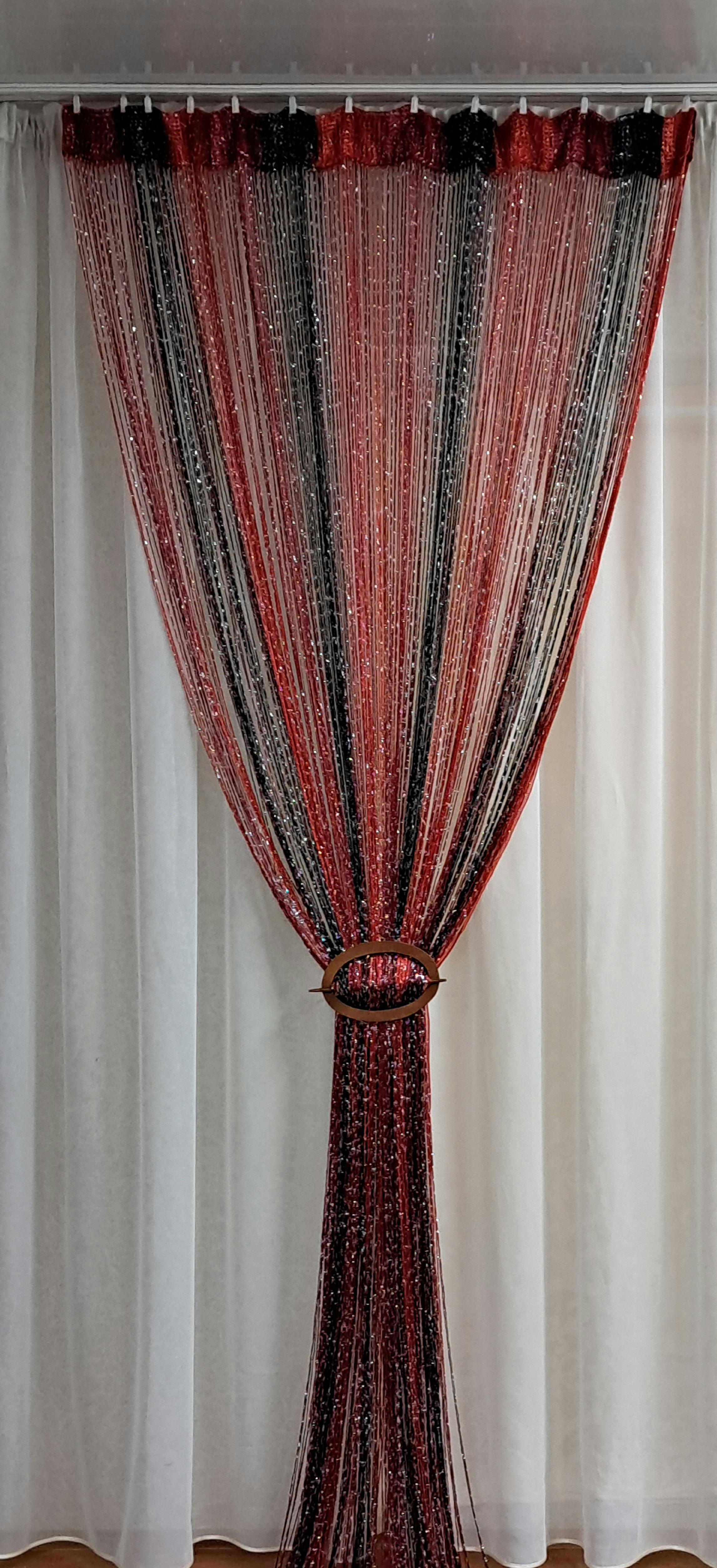 Шторы-нити с люрексом 300х300 см Красный/Черный Шторы-нити с люрексом 300х300 см Красный/Черный