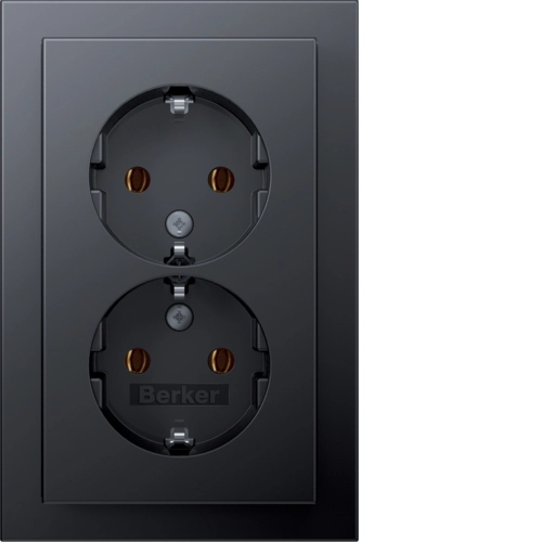 Розетка Berker Q.1 двойная с заземлением Антрацитовый (47746096)