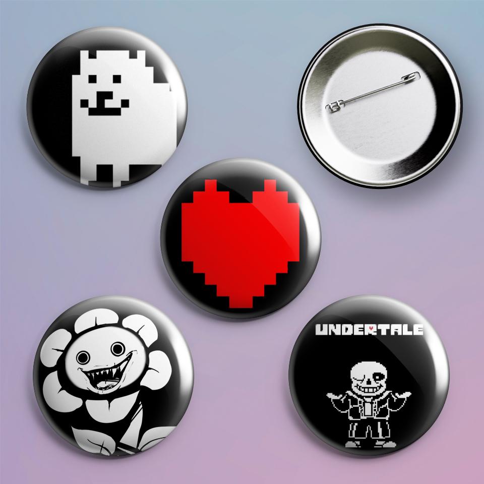 Значки на рюкзак с принтом игры Undertale 4 шт.