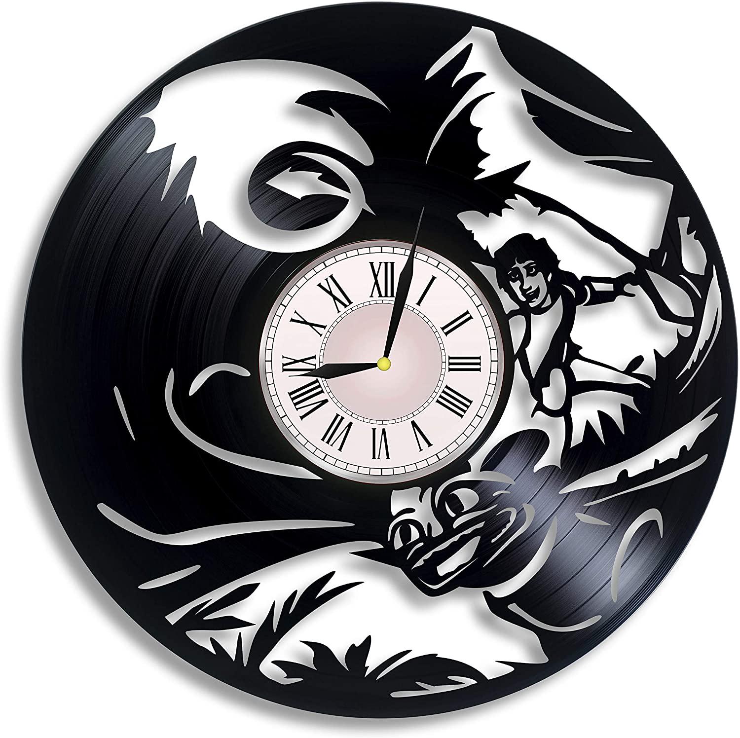 Часы настенные Как приручить дракона 2484 из виниловой пластинки