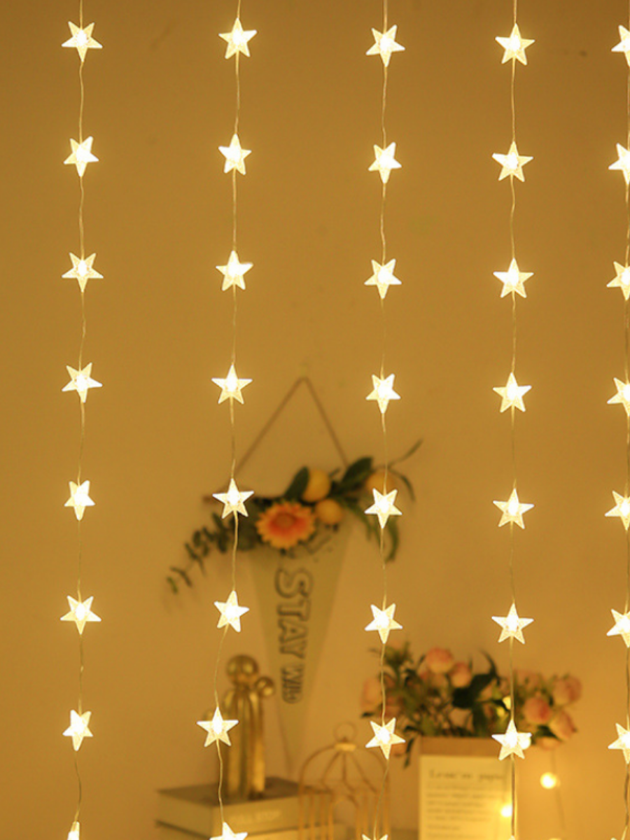 Гірлянда штора Зірочки USB 100 LED ламп 3х3 м Теплий білий (1134342453)