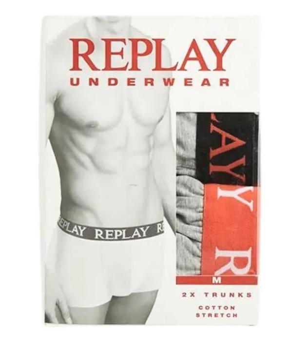 Труси боксери чоловічі анатомічні Replay 2 шт. ХL Сірий/Чорний/Помаранчевий - фото 2